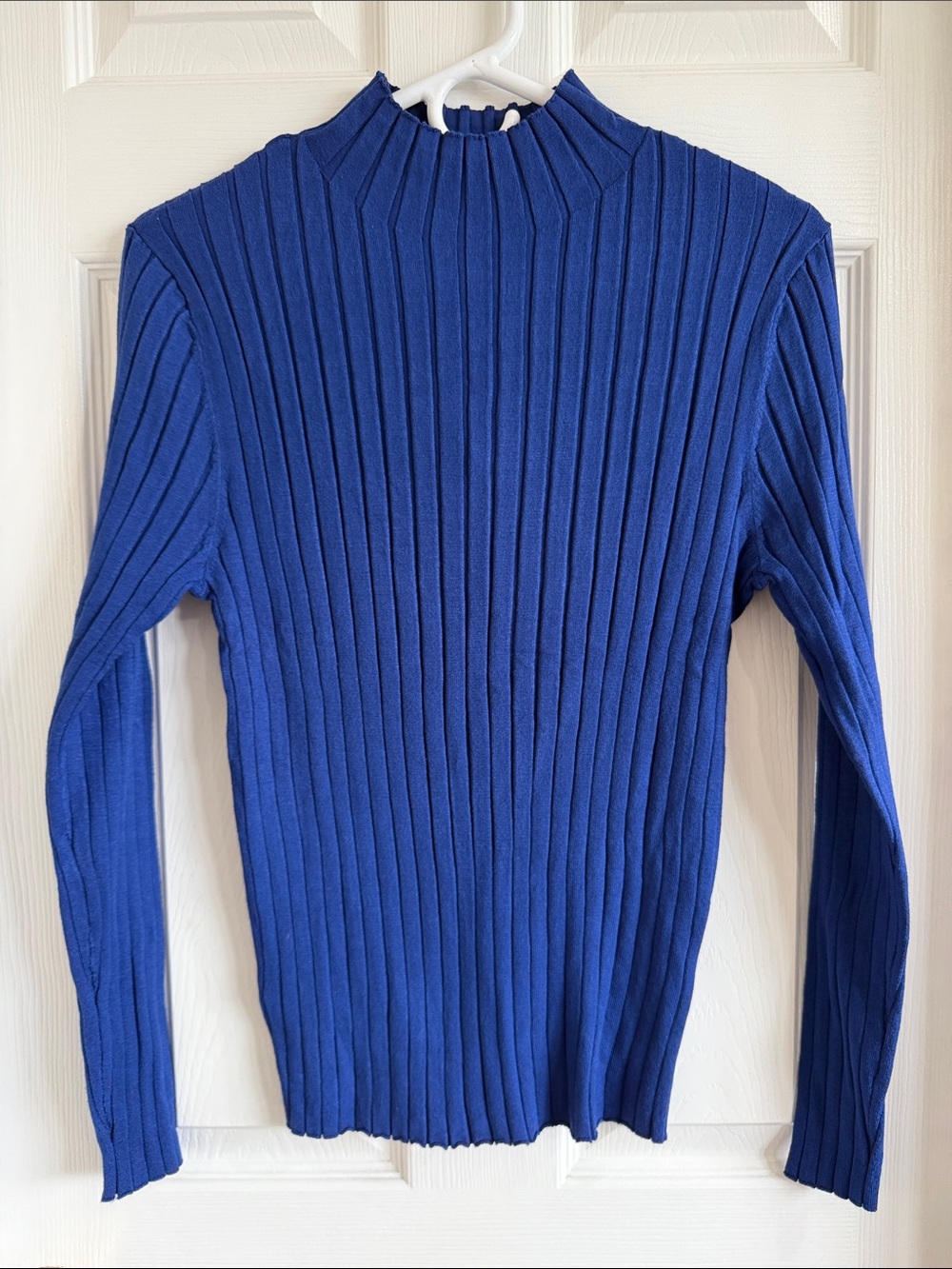 NWT LOFT Cobalt Blue Vertical Ribbed Mock Neck Sweater